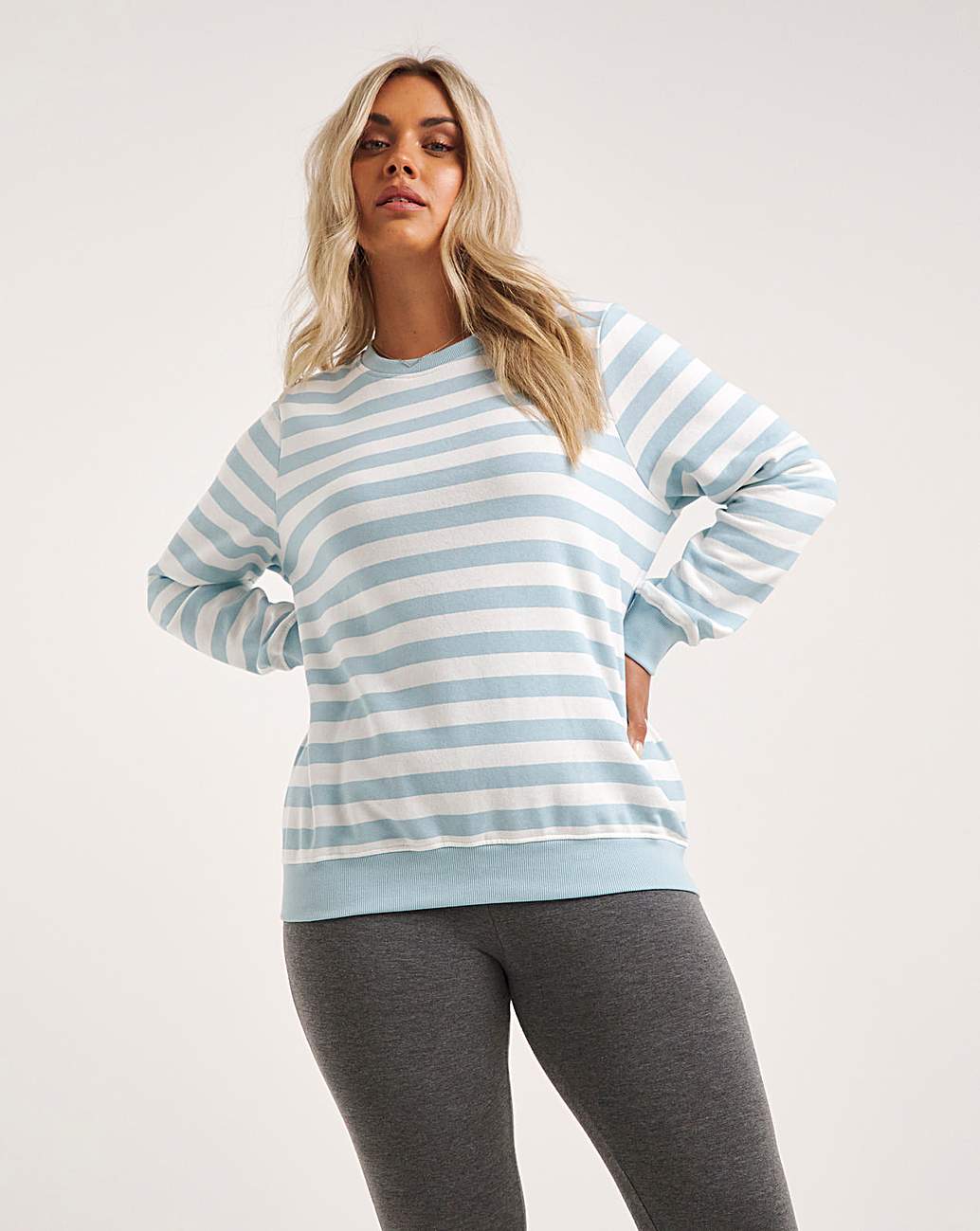 Blue and cheap white striped sweatshirt