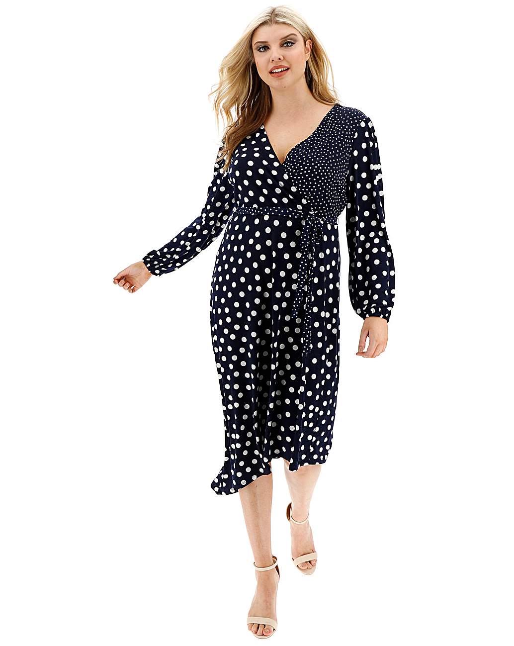 oasis patched spot midi dress