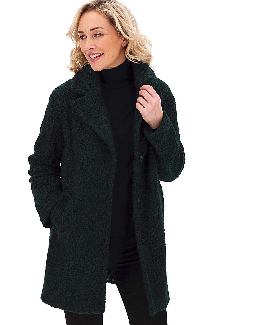 oasis green boucle coat