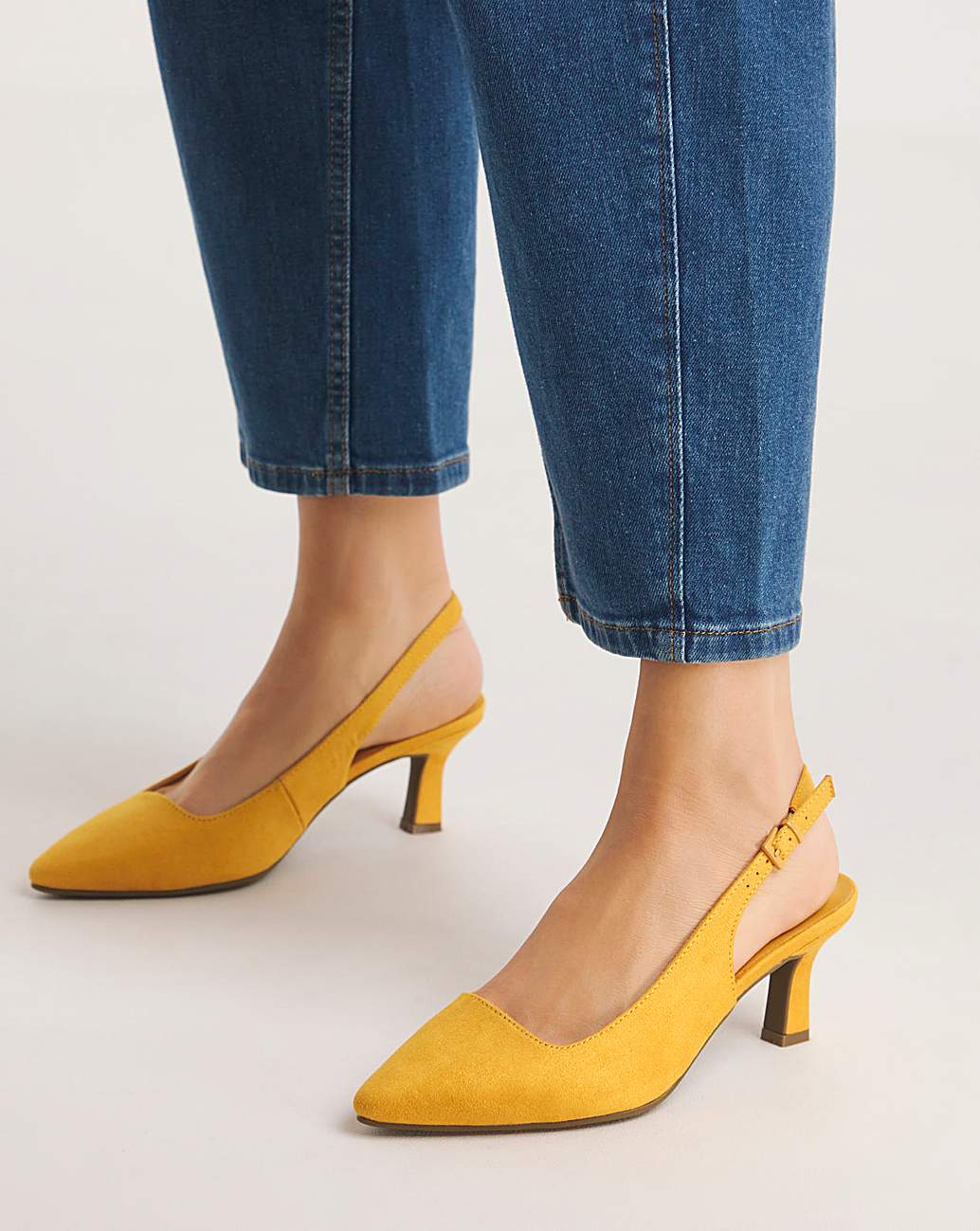 Yellow slingback hot sale kitten heels