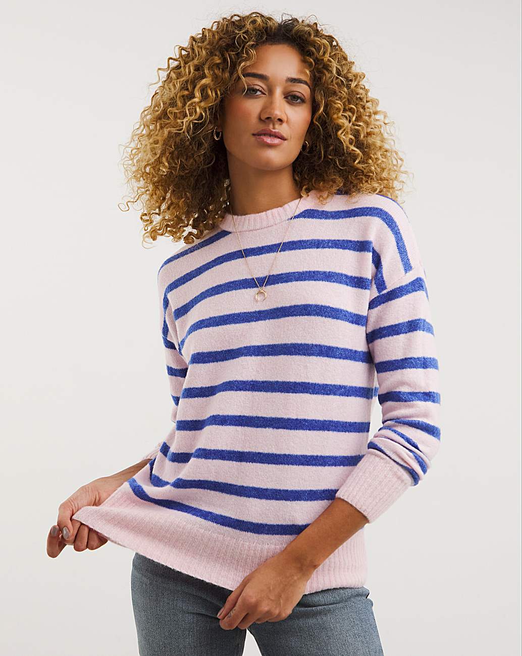Blue u0026 Pink Colour Pop Stripe Jumper | J D Williams
