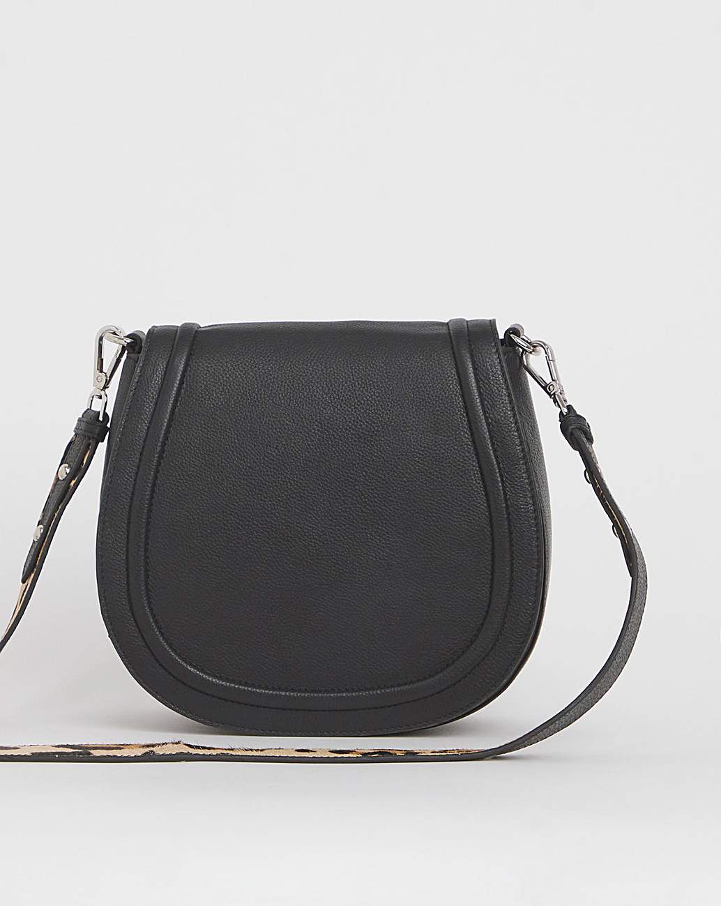 Black Modern Leather Saddle Bag Marisota