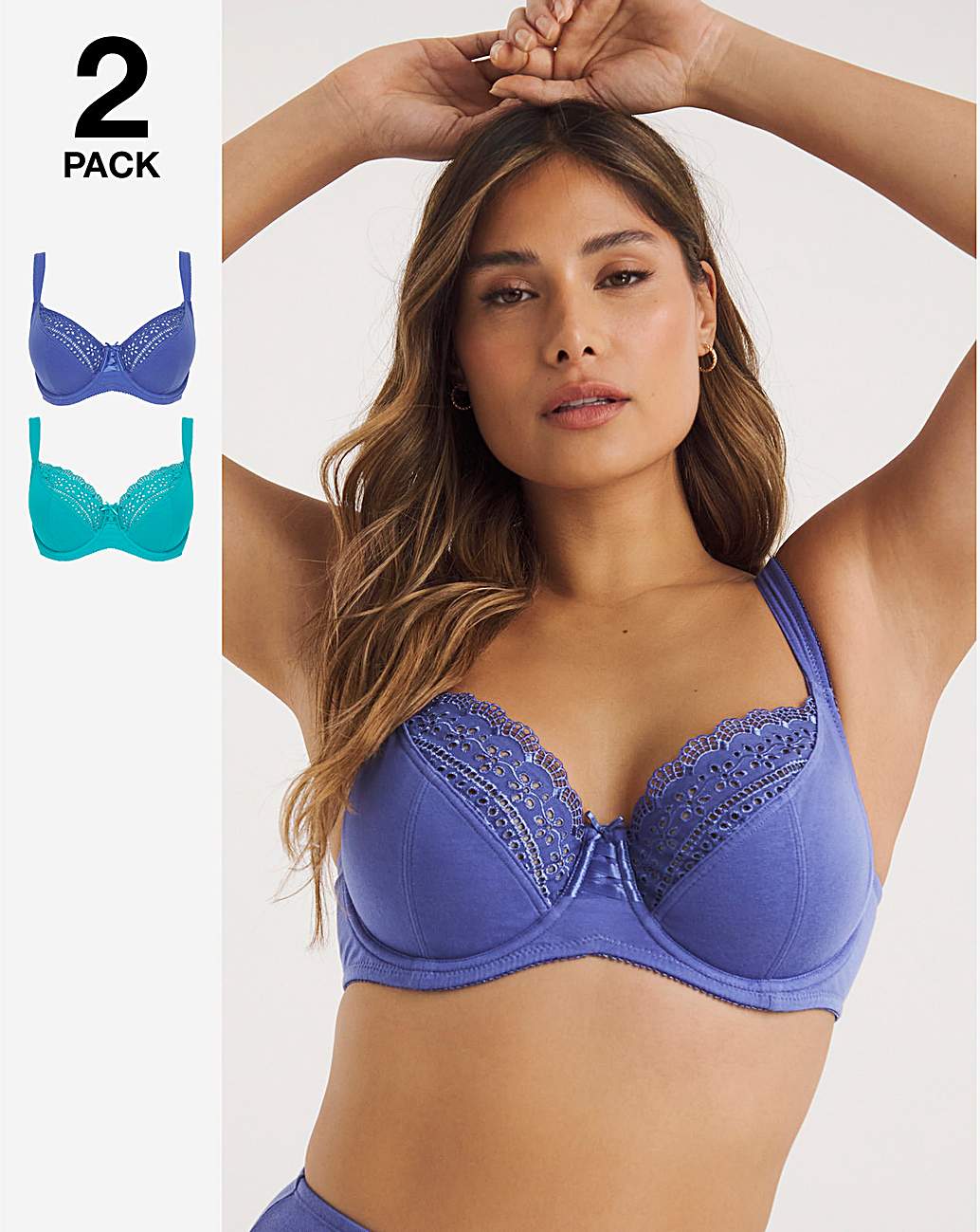 Buy Gorgeous Womens/Ladies Daisy Bra (Pack of 2) (Pale Blue) (34E