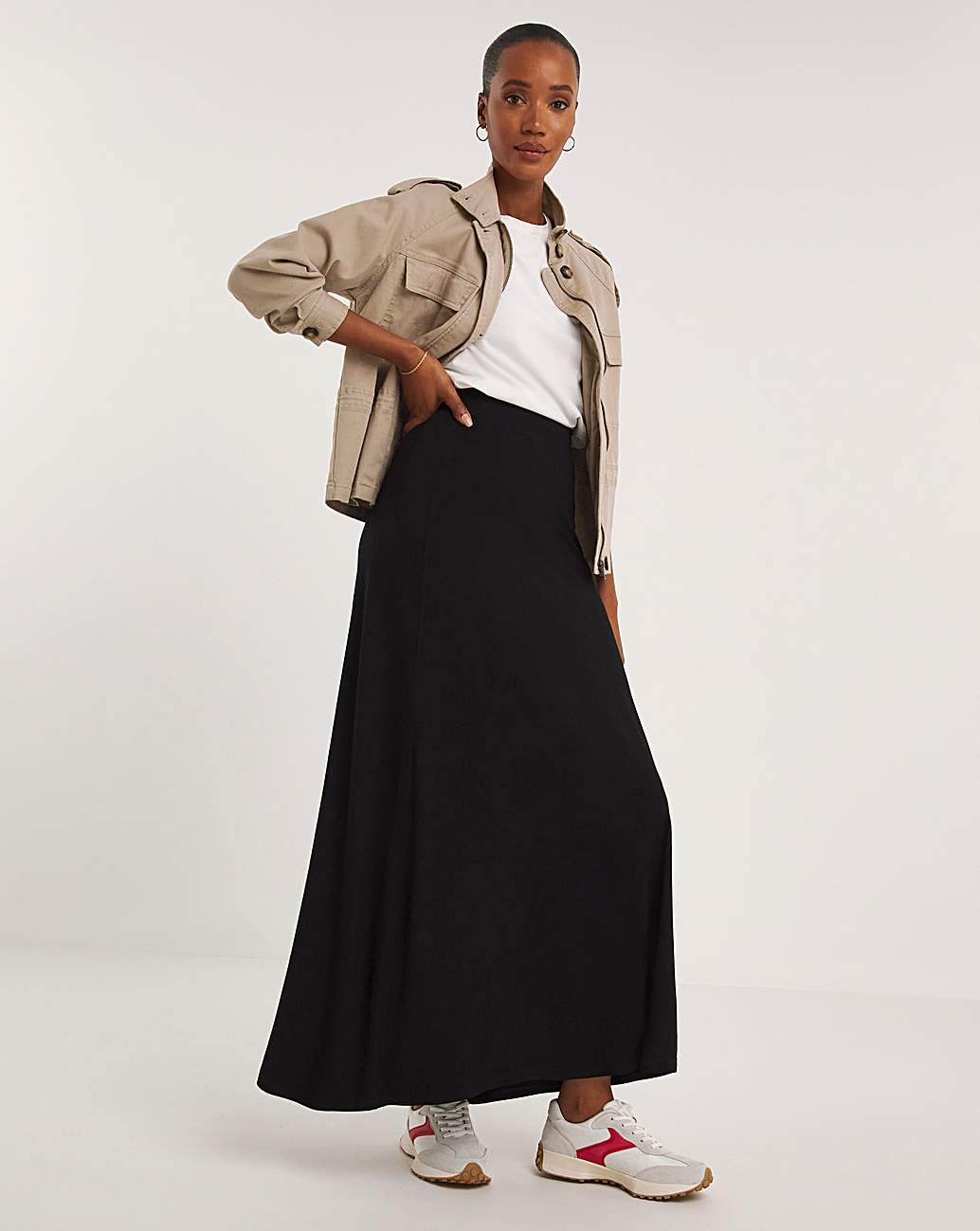 Black jersey maxi skirt petite best sale