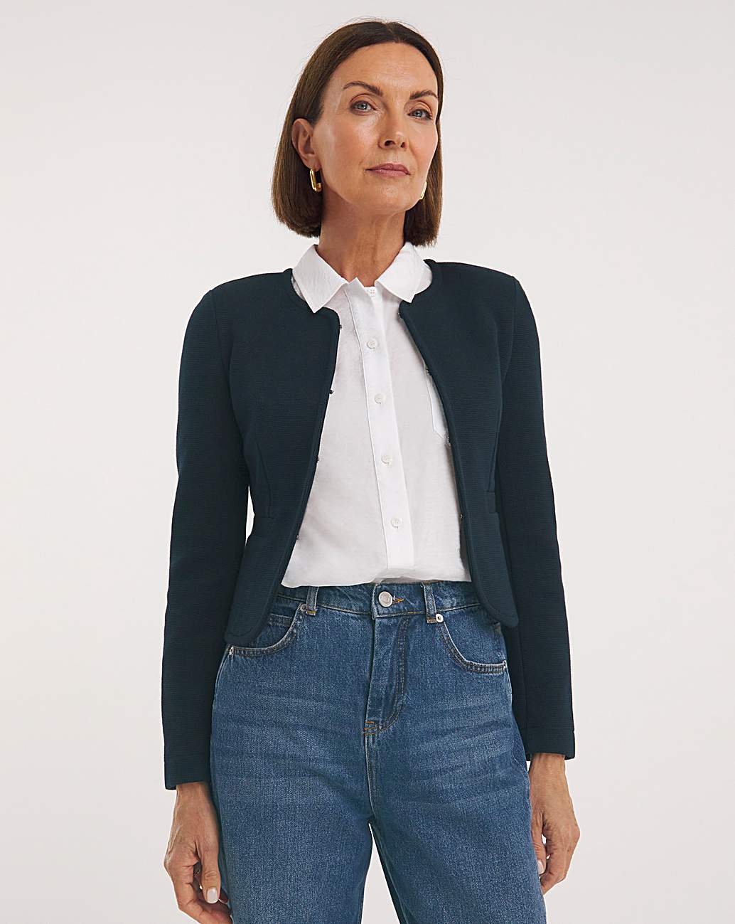 Whistles Collarless Jersey Jacket | J D Williams