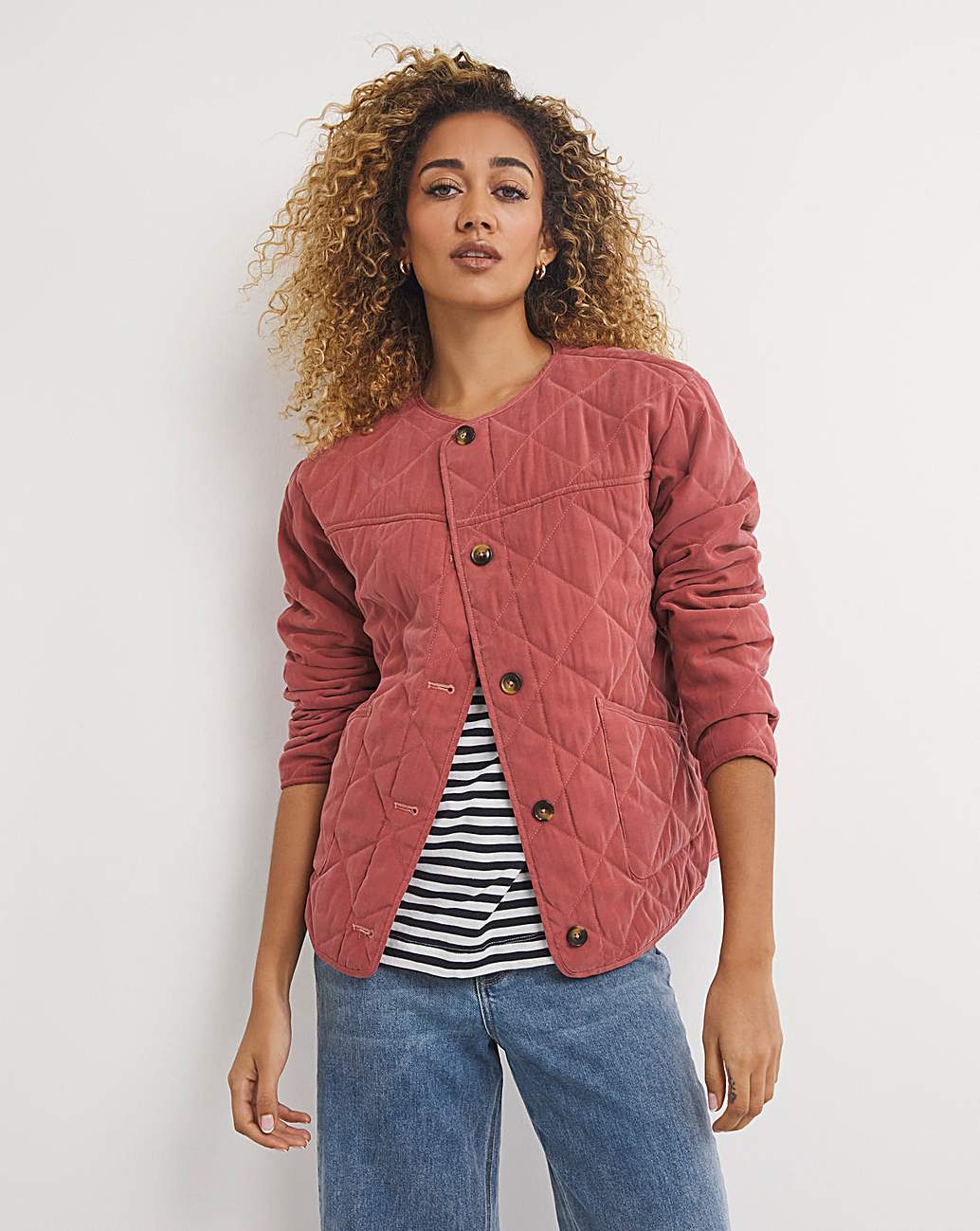 Anthropologie Akemi + Kin Pink Rose Quilted Open 2024 Jacket Coat size L