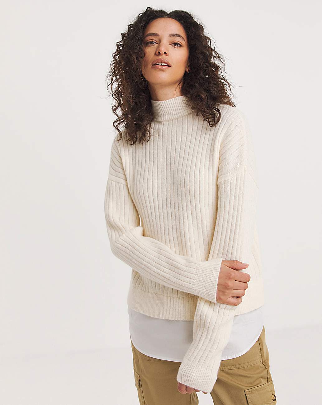 Cream top ribbed jumper