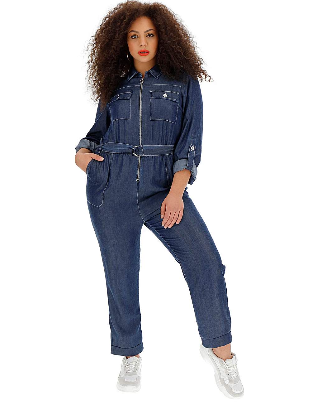 plus size denim boiler suit