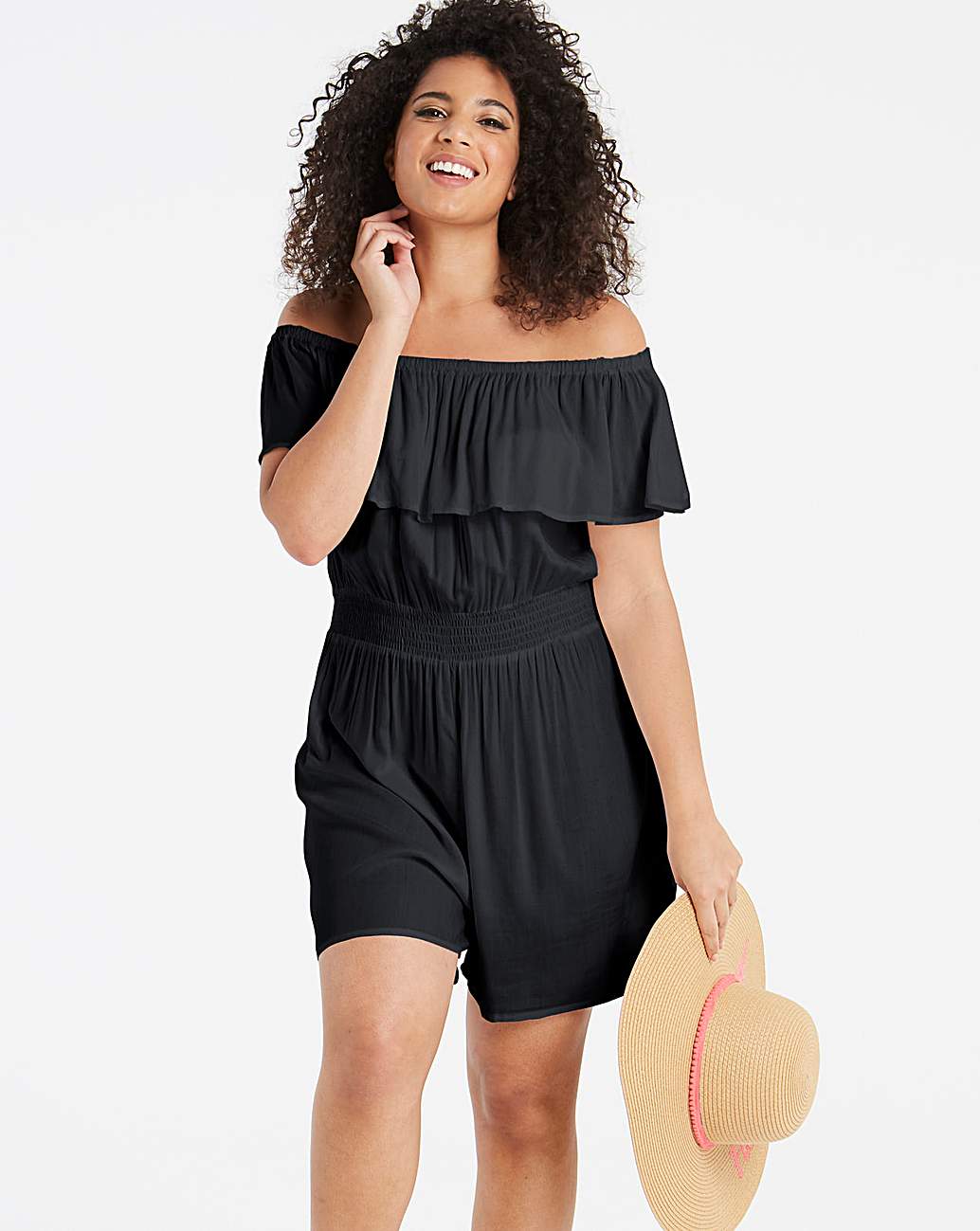 bardot frill playsuit