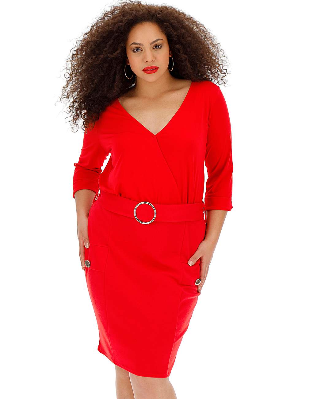 bright red bodycon dress