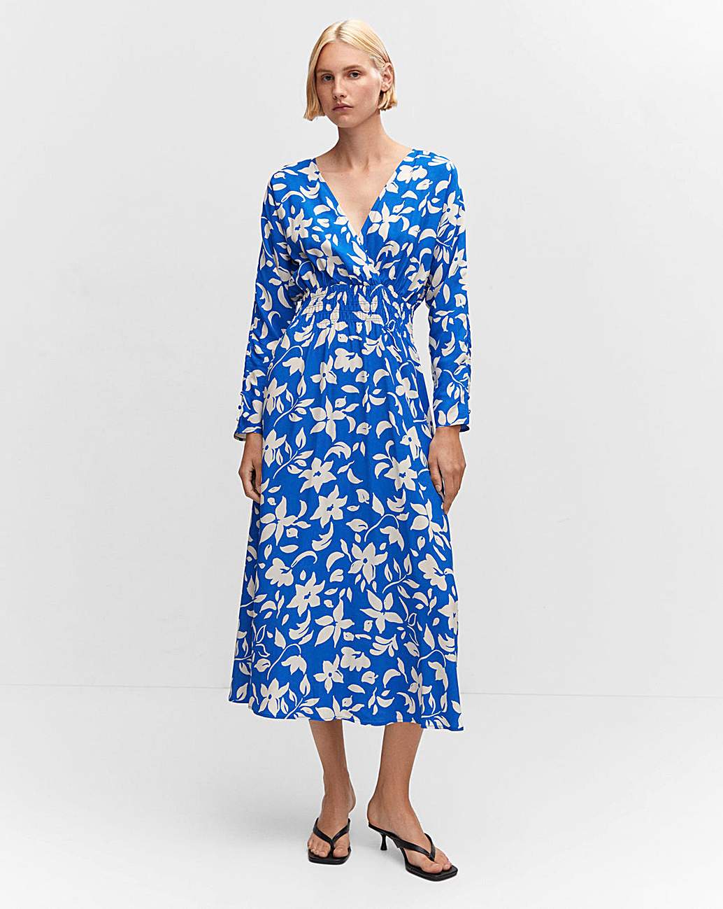 Mango blue outlet wrap dress