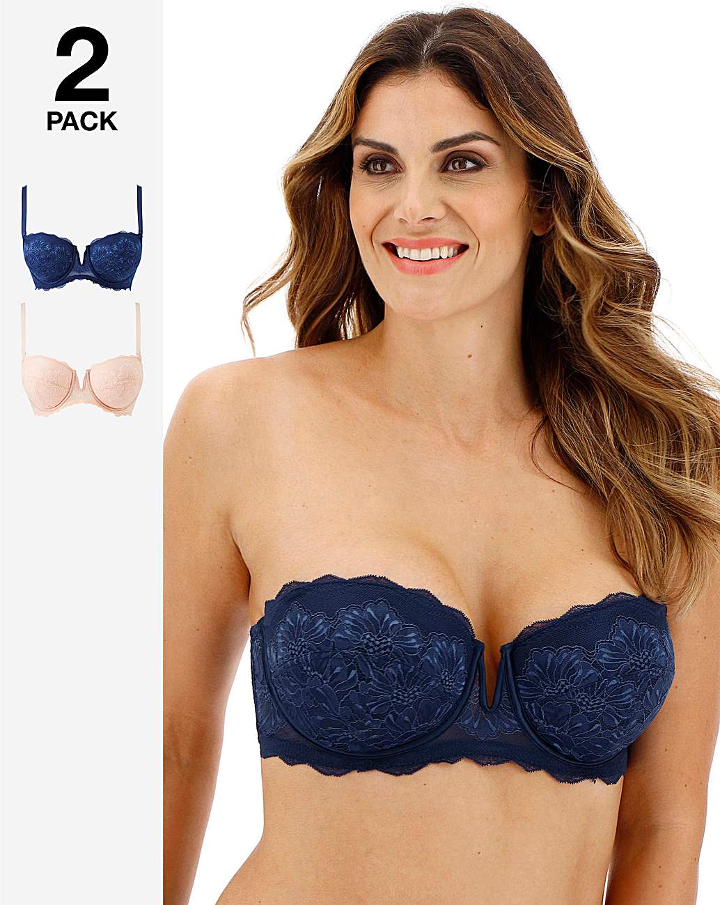 NEW WHITE UNDERWIRED PADDED MULTIWAY STRAPLESS BRA KATIE BY PRETTY