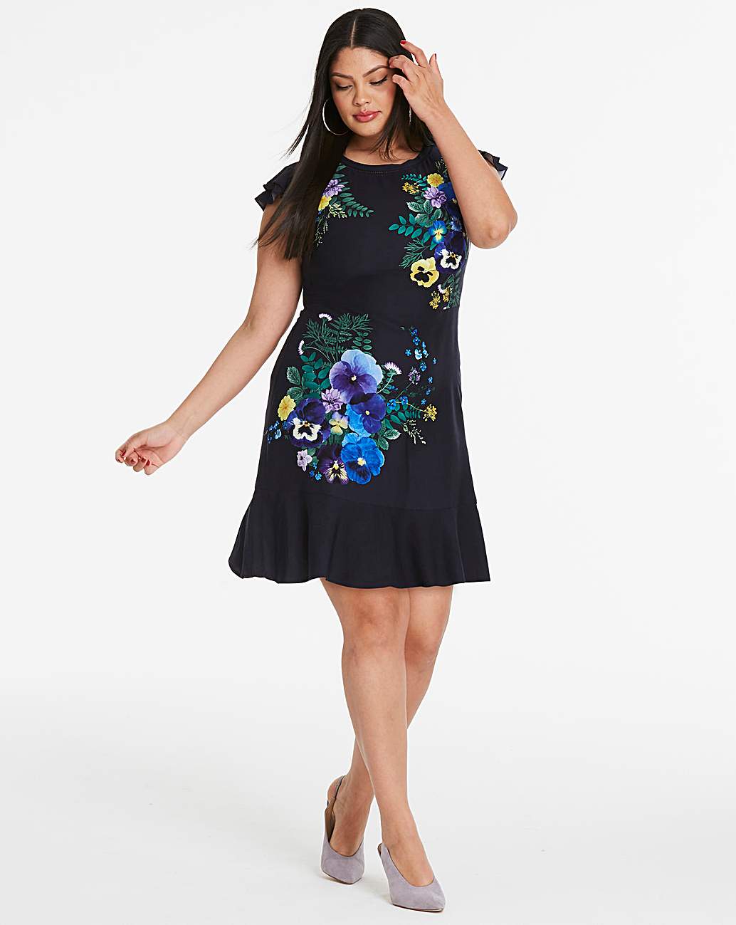 Oasis pressed on sale flower skater dress