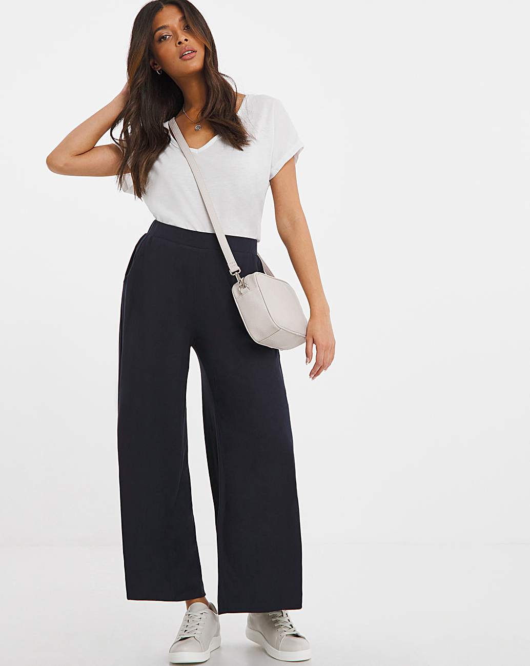 Navy ankle best sale grazer trousers