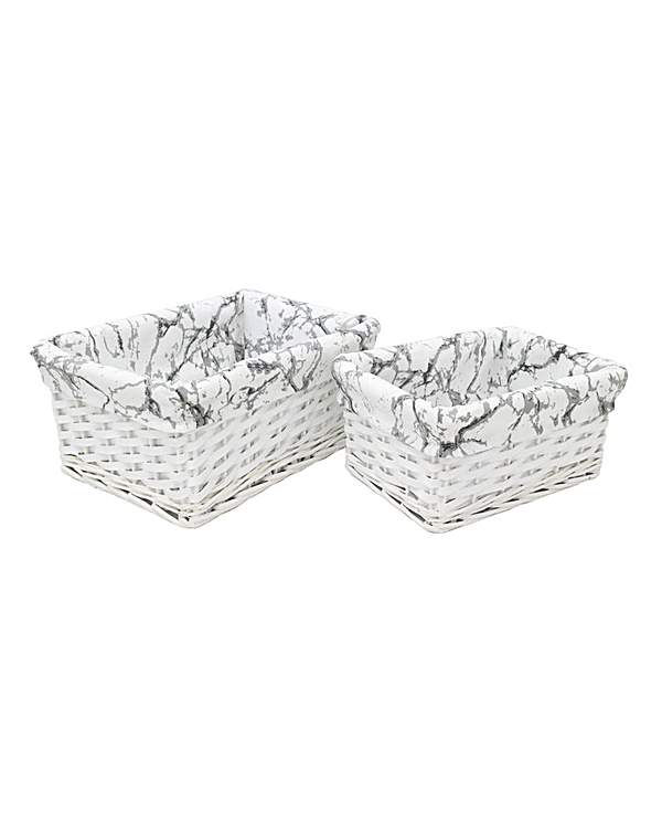 Set Of 2 Marble Storage Baskets