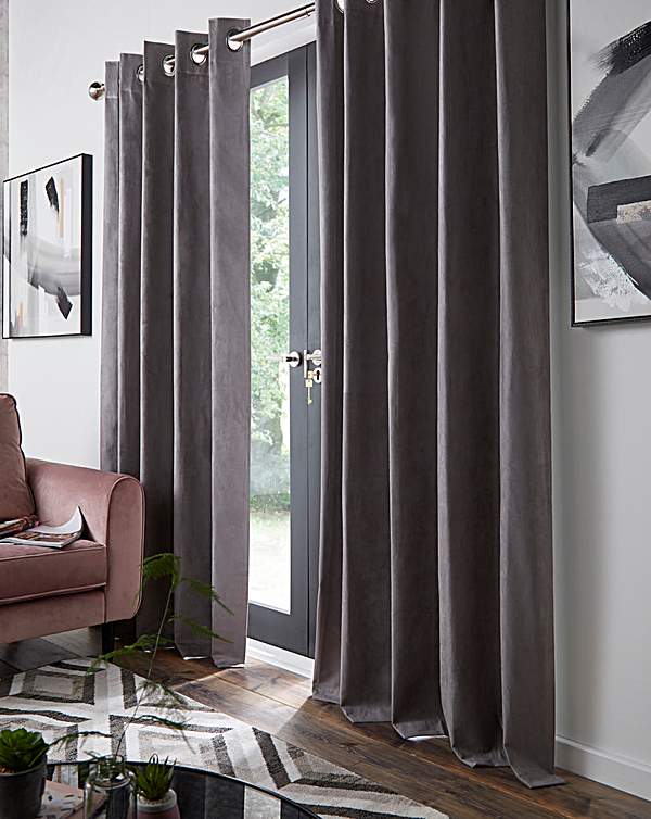 Faux Suede Blackout Eyelet Curtains