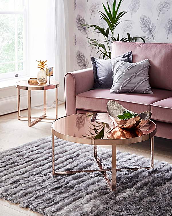 Ayla Rose Gold Mirrored Side Table