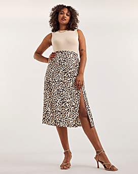 Animal Woven Side Split Midi Skirt | Fashion World