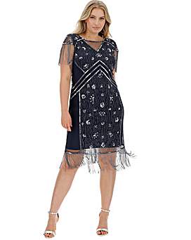 joanna hope bead trim swing dress
