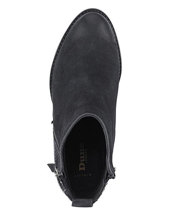 dune pontoon stacked heel ankle boots