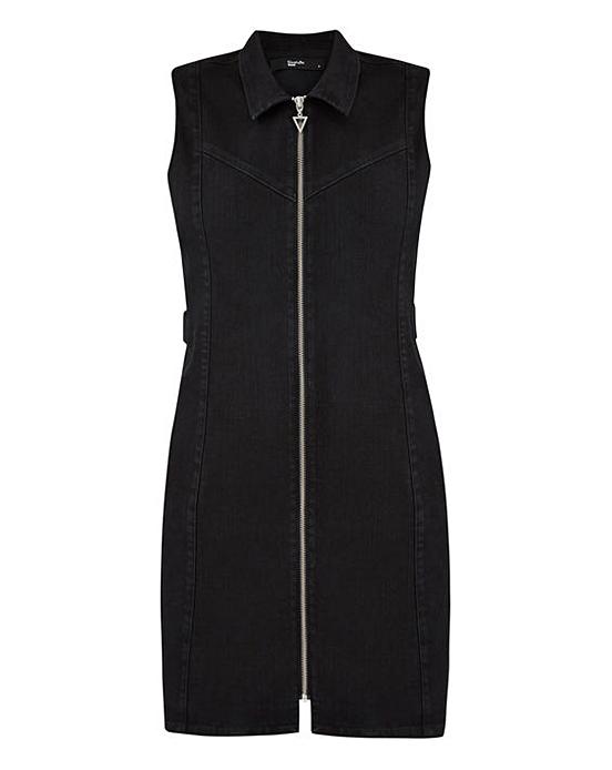 Black Zip Front Denim Dress | Simply Be