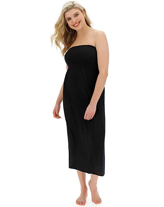 Black Shirred Top Maxi Beach Dress  Simply Be