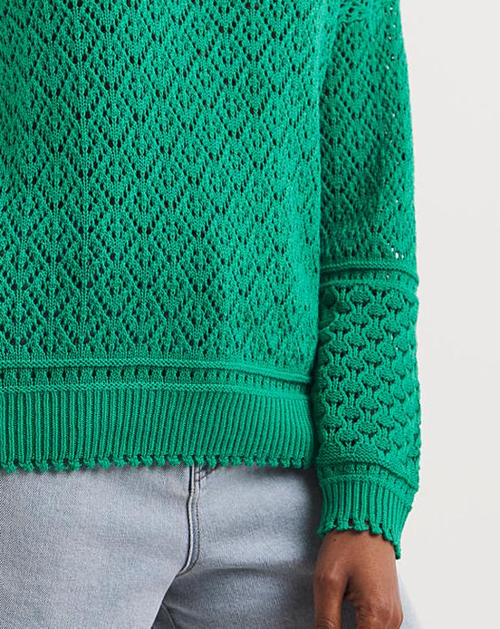 Green Crochet Scallop Hem Jumper J D Williams