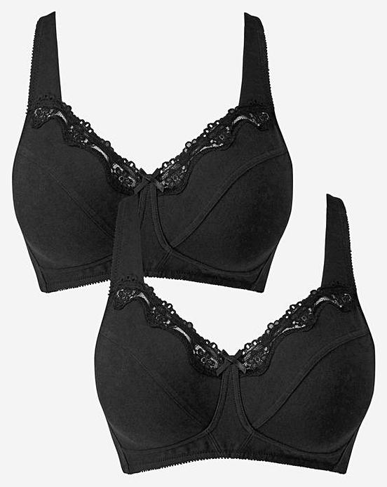 2 Pack Sarah Non Wired Black Black Bras J D Williams