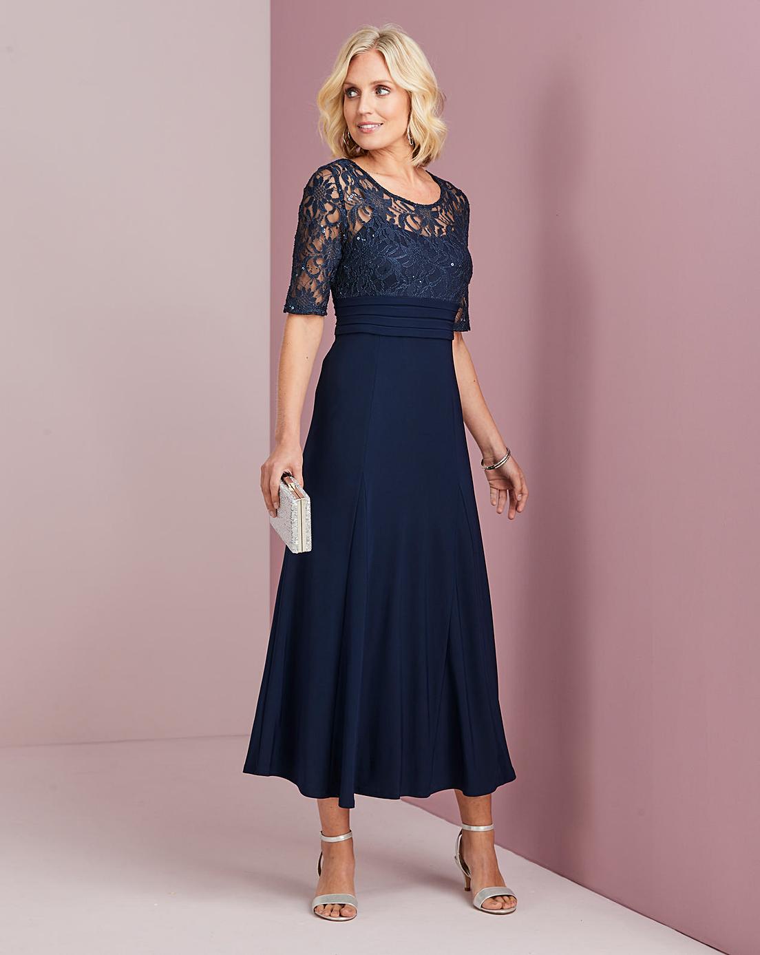 Nightingales Navy Lace Bodice Dress | Marisota