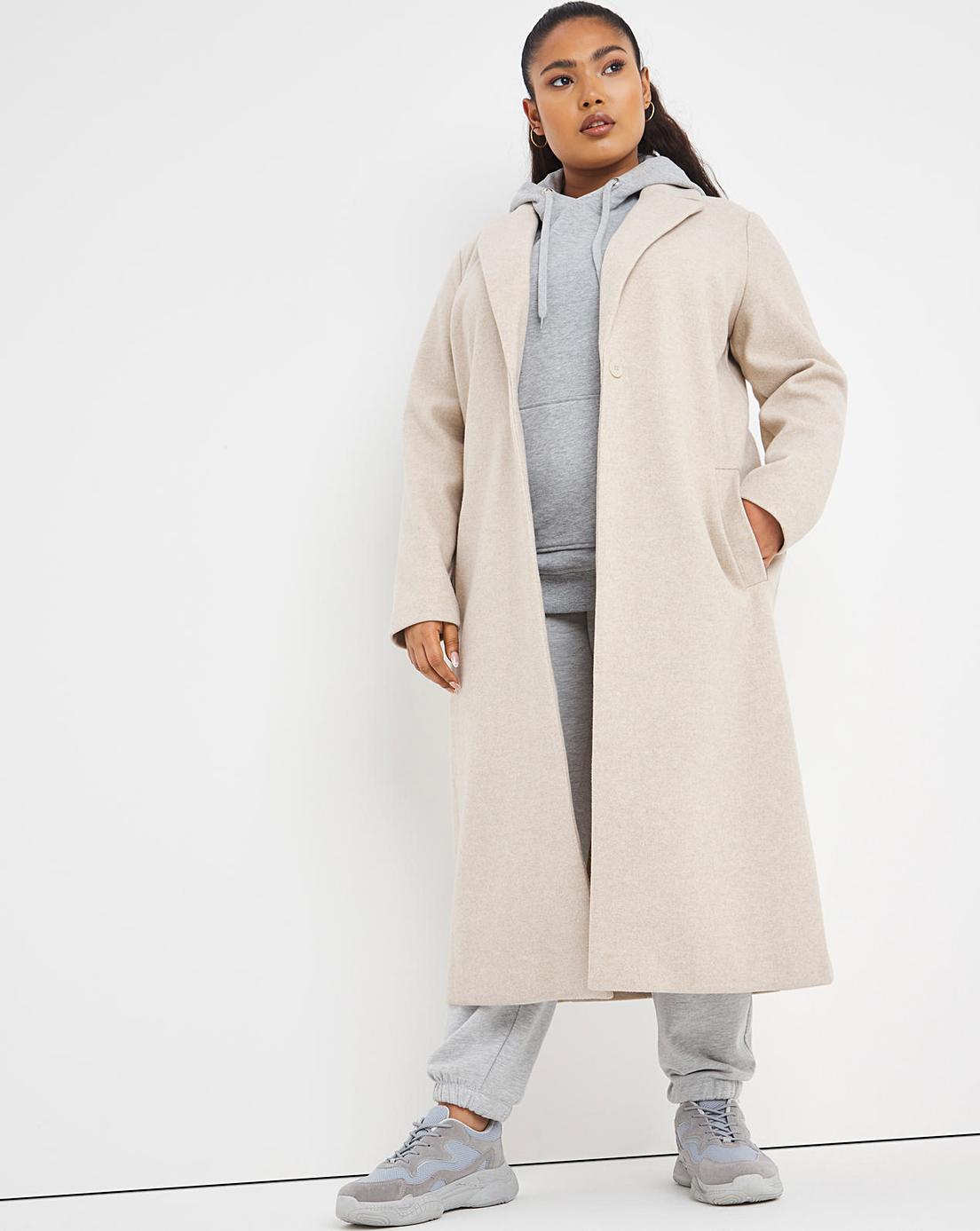 Oatmeal Single Breasted Coat | Simply Be