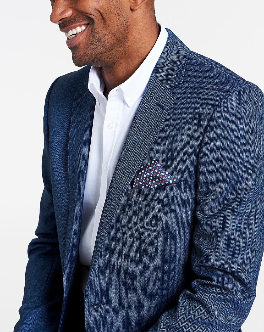 Navy Buxton Herringbone Blazer | J D Williams