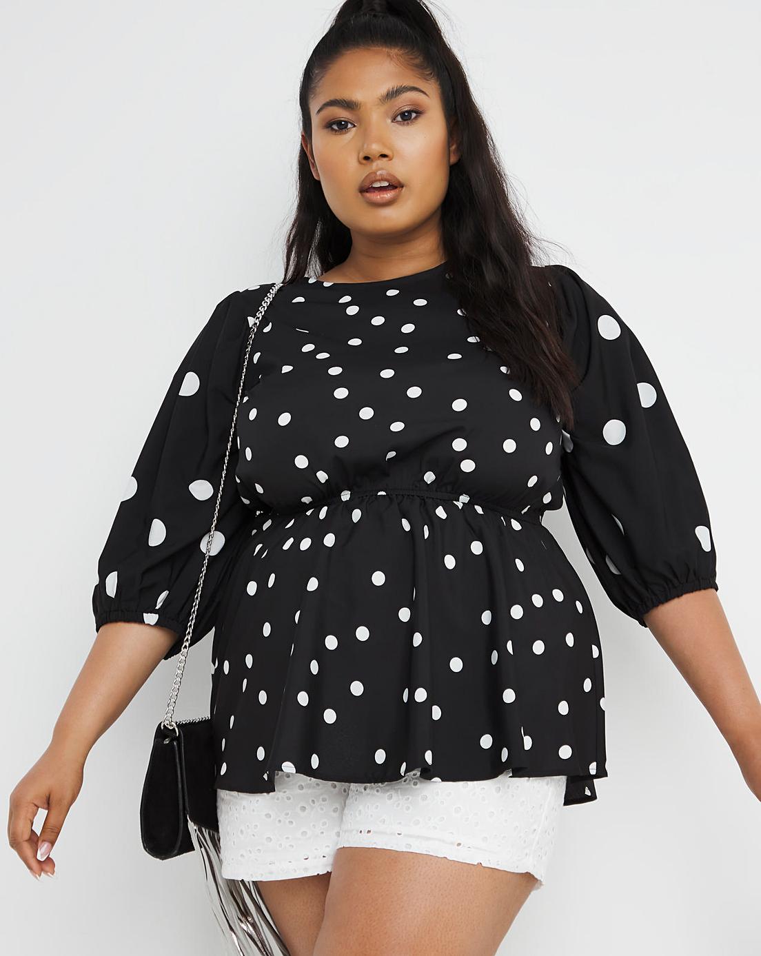 polka dot puff sleeve