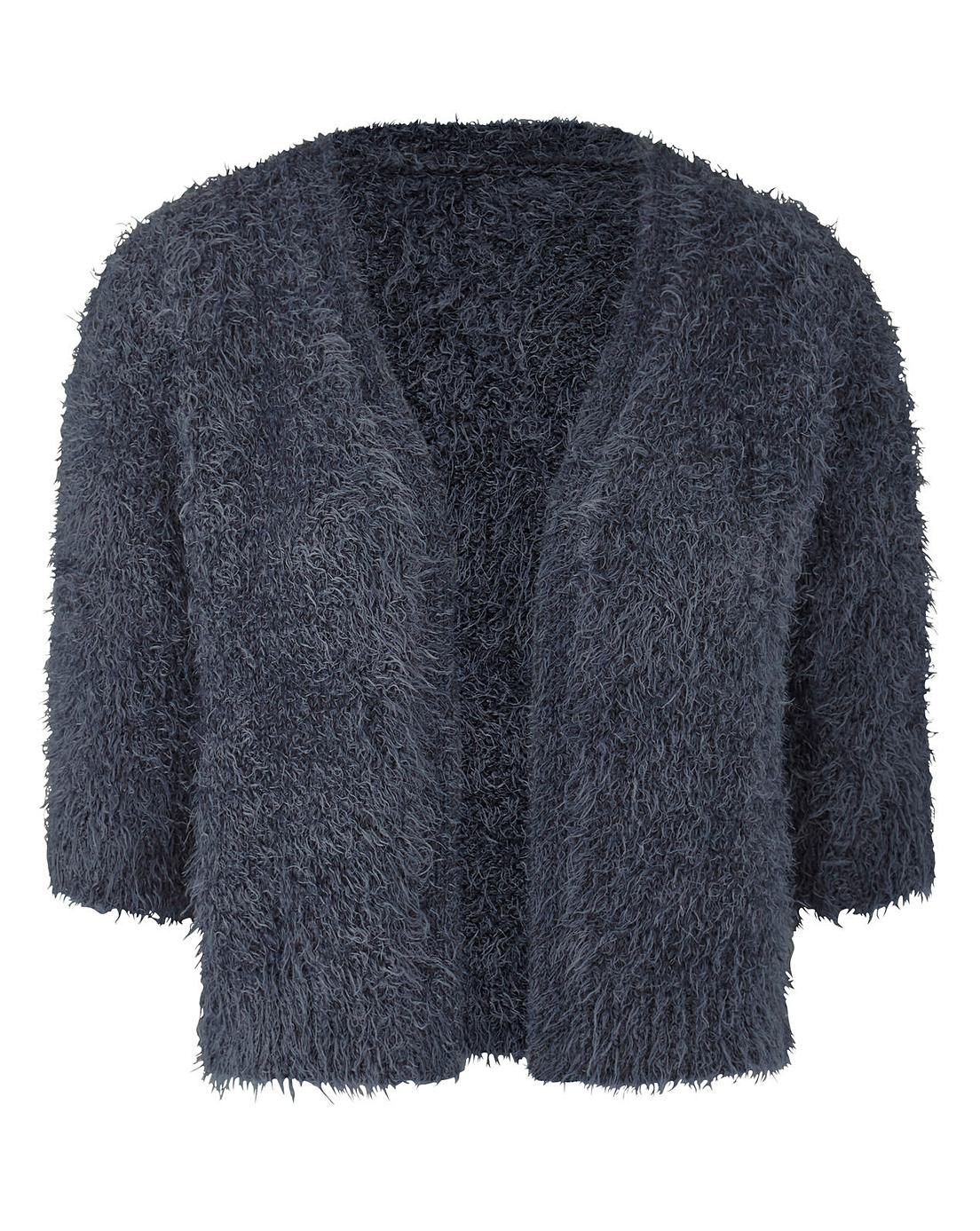 Slate Blue Fluffy Edge to Edge Shrug House of Bath