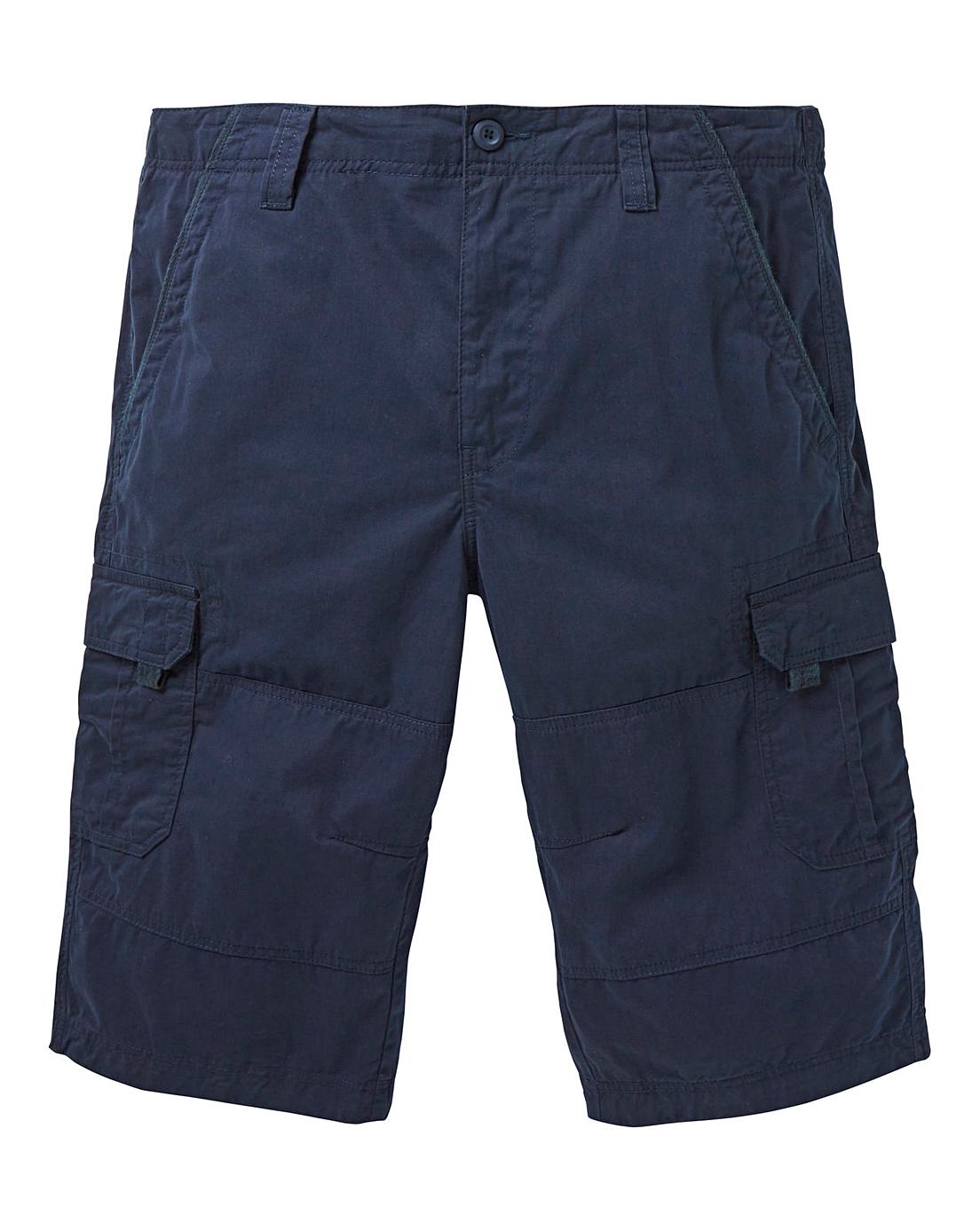 Navy Three Quarter Cargo Shorts Premier Man