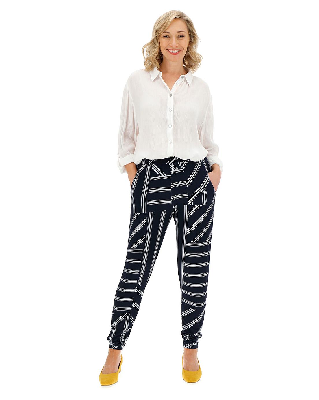 Petite Print Jersey Tapered Trousers | Ambrose Wilson