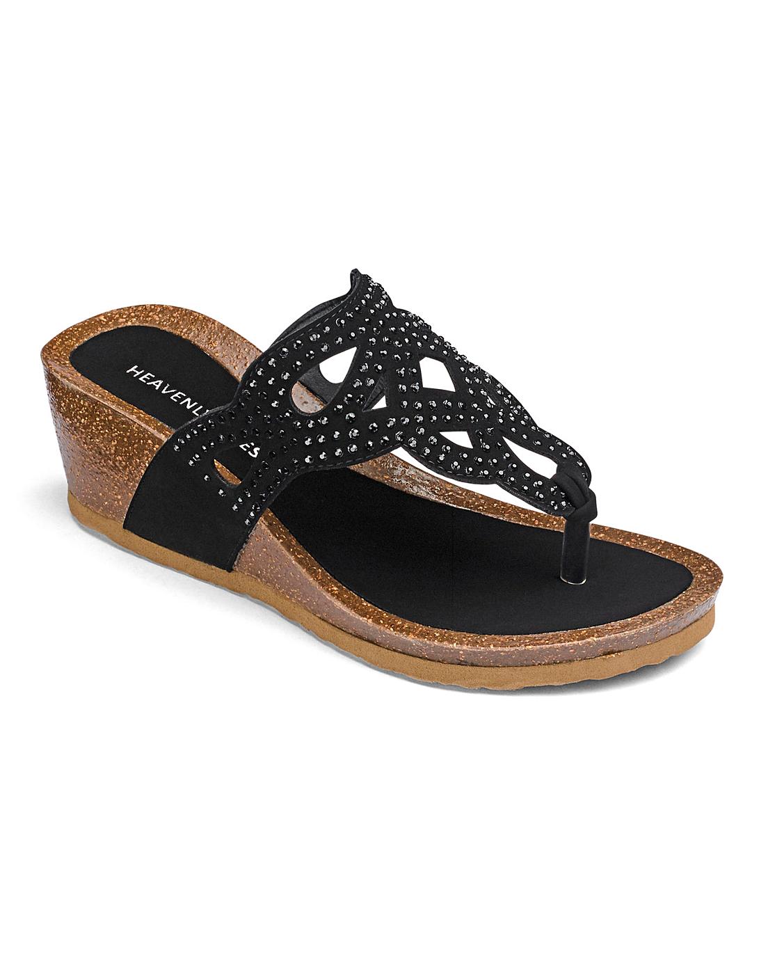 Heavenly Soles Wedge Sandals EEE Fit | Crazy Clearance