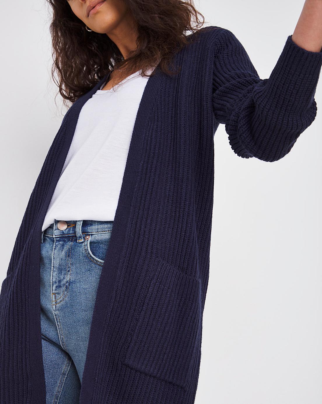 Navy Longline Fisherman Rib Cardigan J D Williams