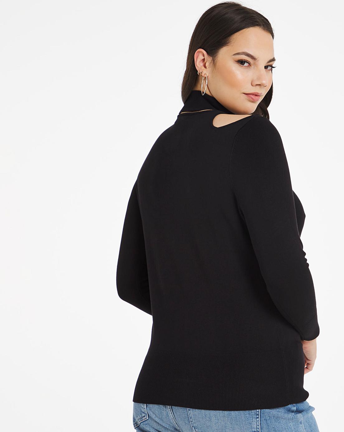 Black Cut Out Jumper | Simply Be