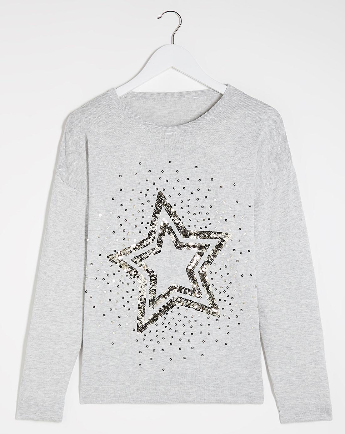 Sequin Star Jumper Simply Be