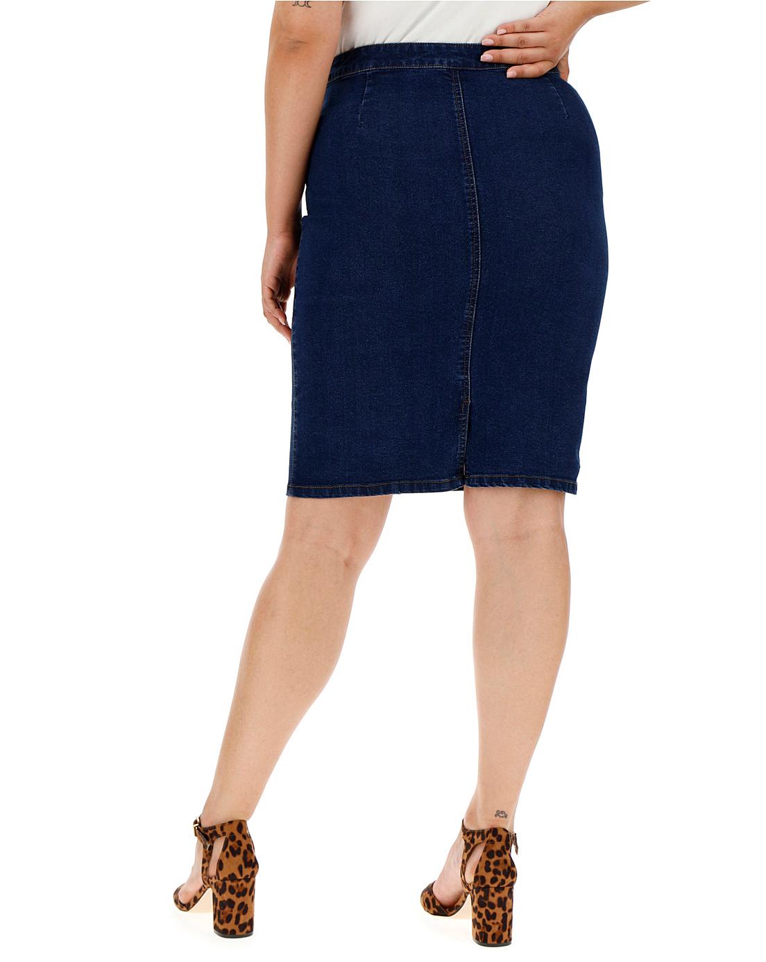 Vero Moda Marina Zip Denim Midi Skirt | Simply Be