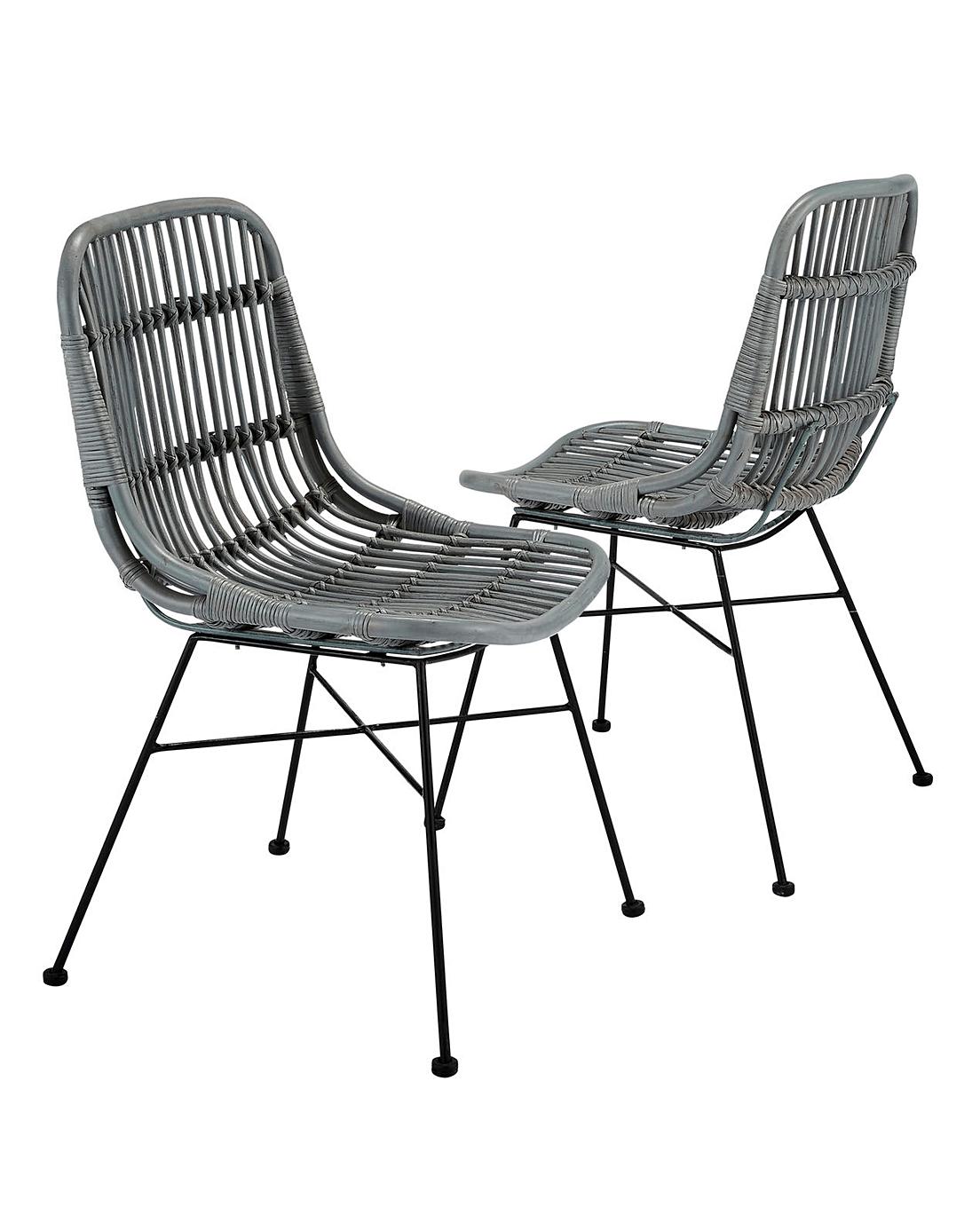 Pair of Aurora Rattan Dining Chairs Oxendales