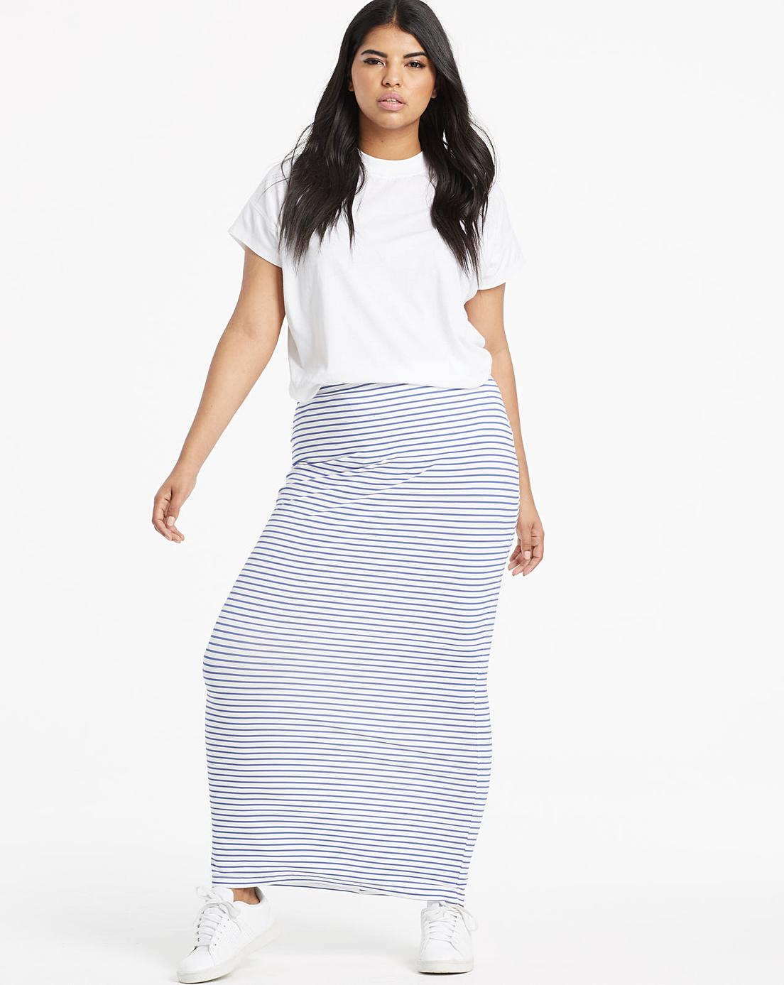 Stripe Stretch Jersey Maxi Tube Skirt | Simply Be