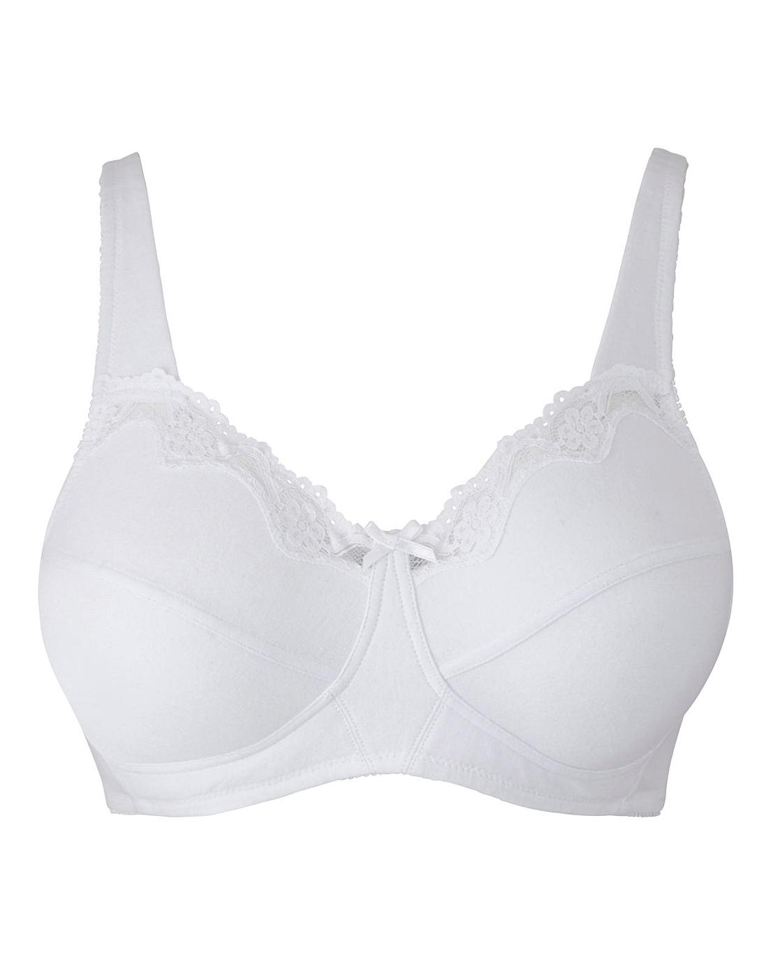 Sarah Non Wired Cotton Rich White Bra | Simply Be