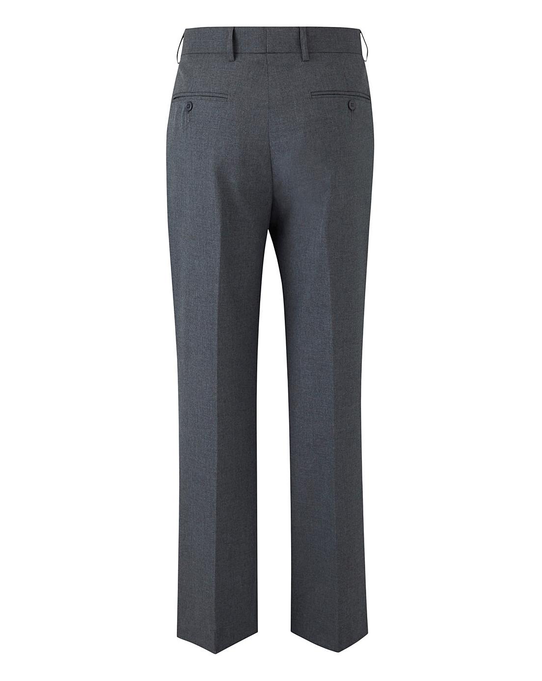 Grey Plain Front Reg Fit Trousers | Premier Man