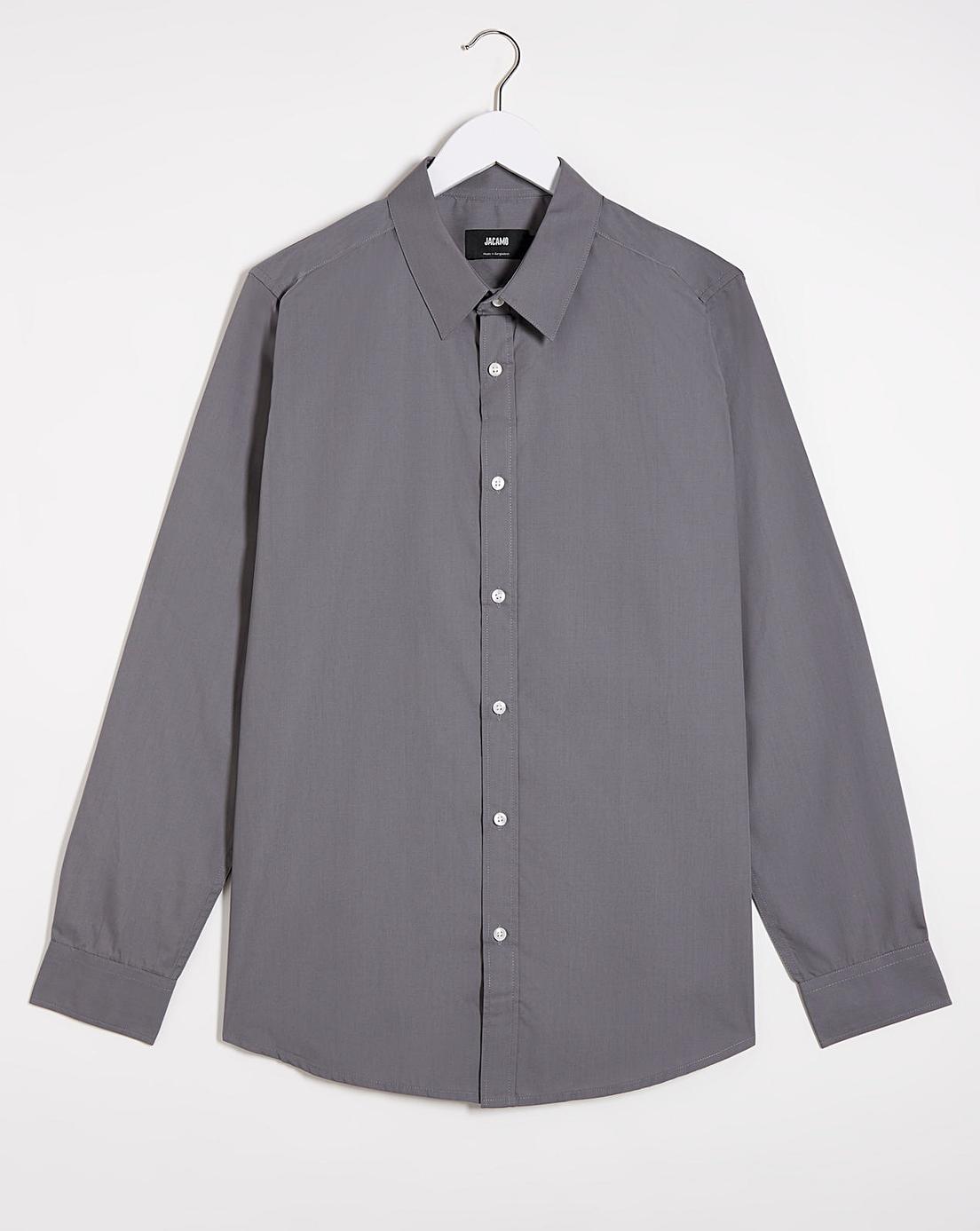 Grey Long Sleeve Formal Shirt Long | Premier Man