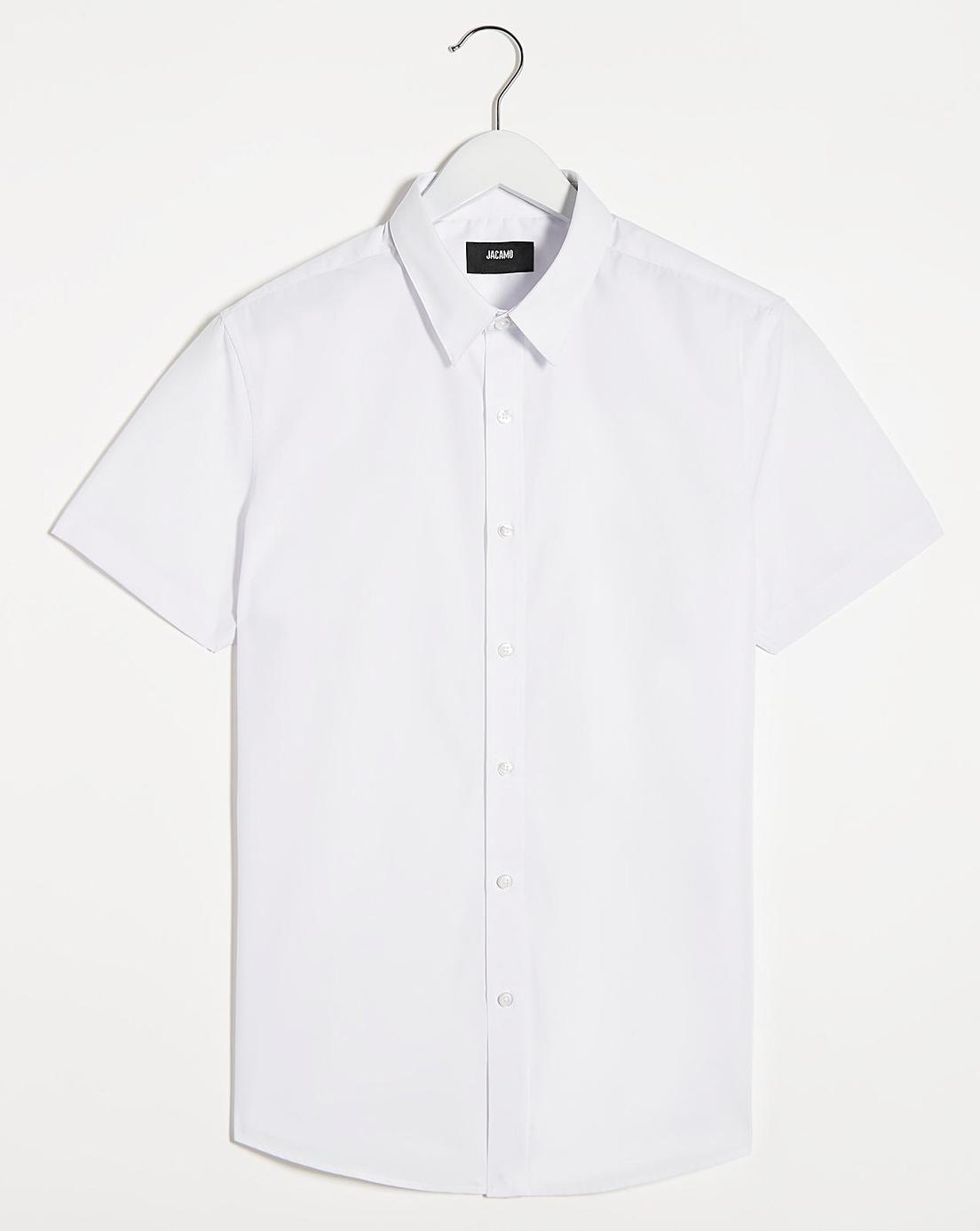 White Short Sleeve Formal Shirt Long | J D Williams