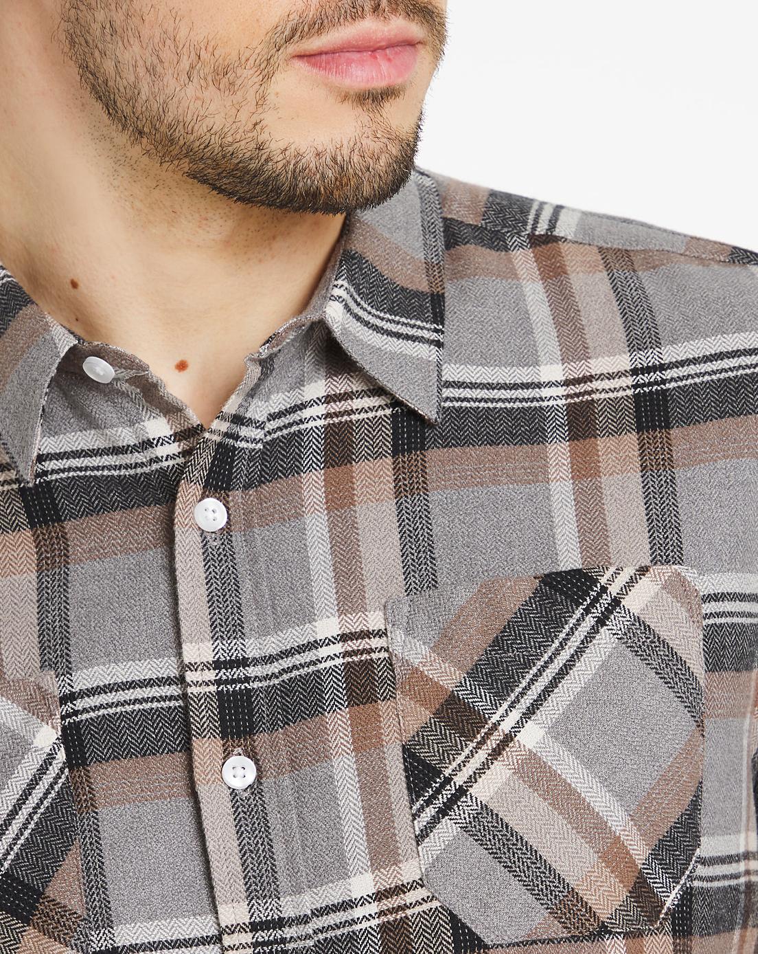Grey Double Pocket Flannel Shirt | Jacamo