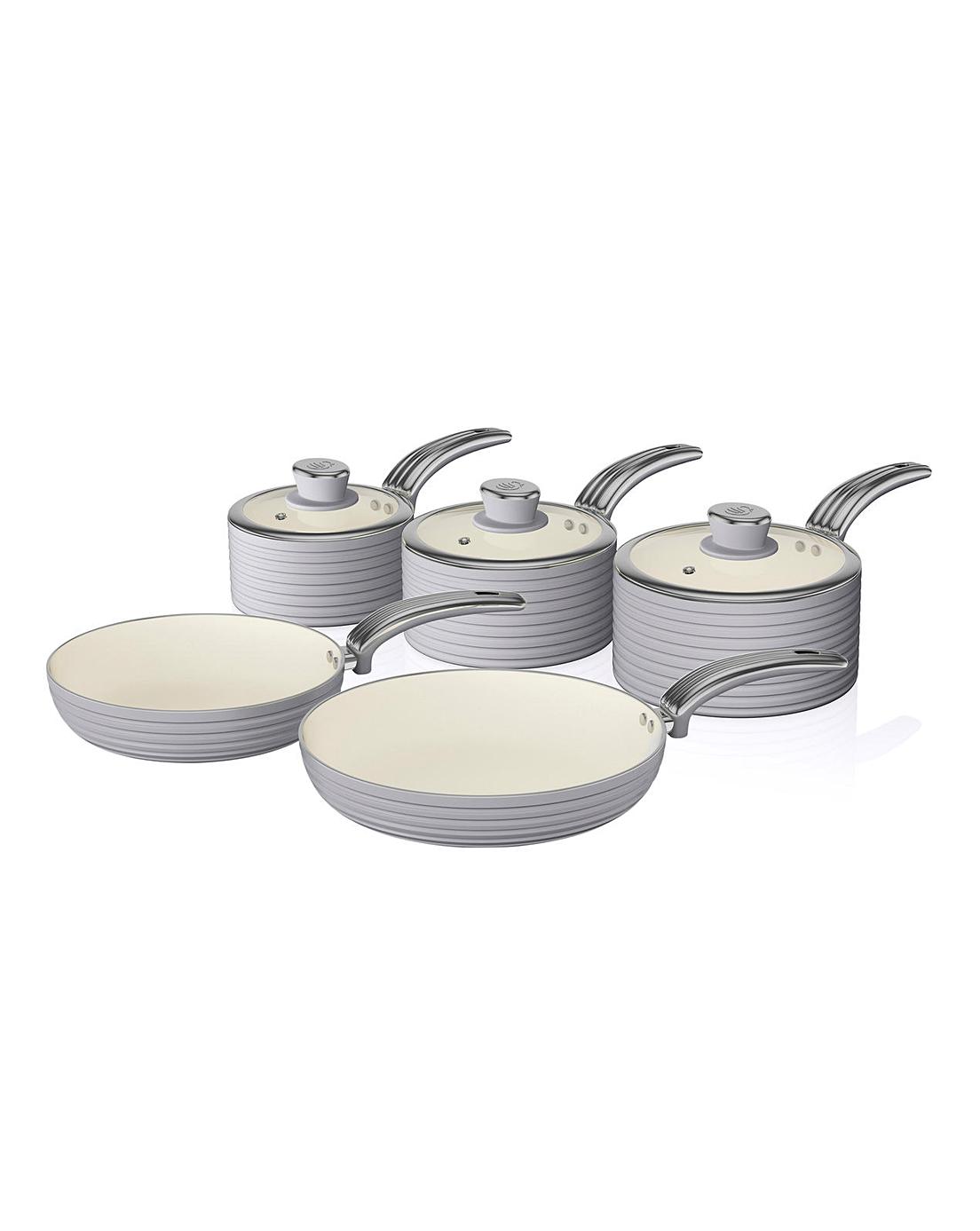 Swan Retro 5 Piece Pan Set Grey J D Williams