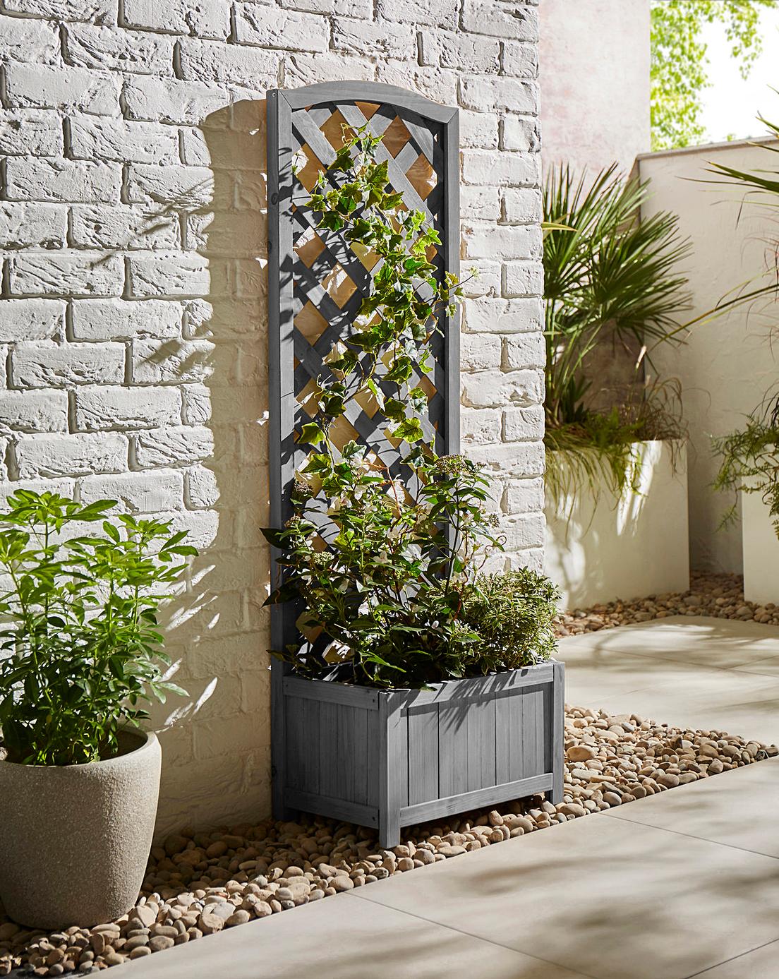 Narrow Wooden Trellis Planter Fashion World