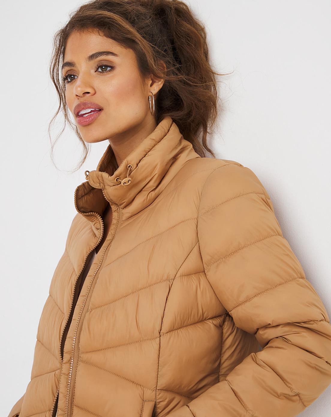 Caramel Lightweight Short Puffer Jacket J D Williams